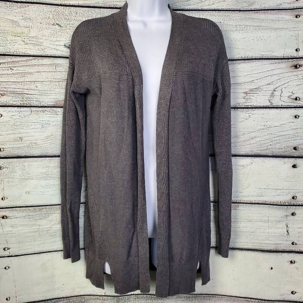 Maurices Gray Open Front Cardigan Sweater XS Lightweight Long Sleeve Pockets Cas